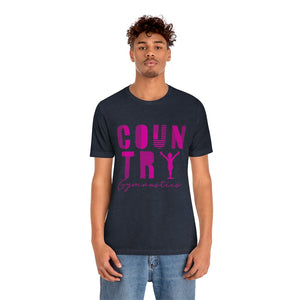 Country Gymnastics Adult Short Sleeve Tee in Berry or Heather Navy (back blank)