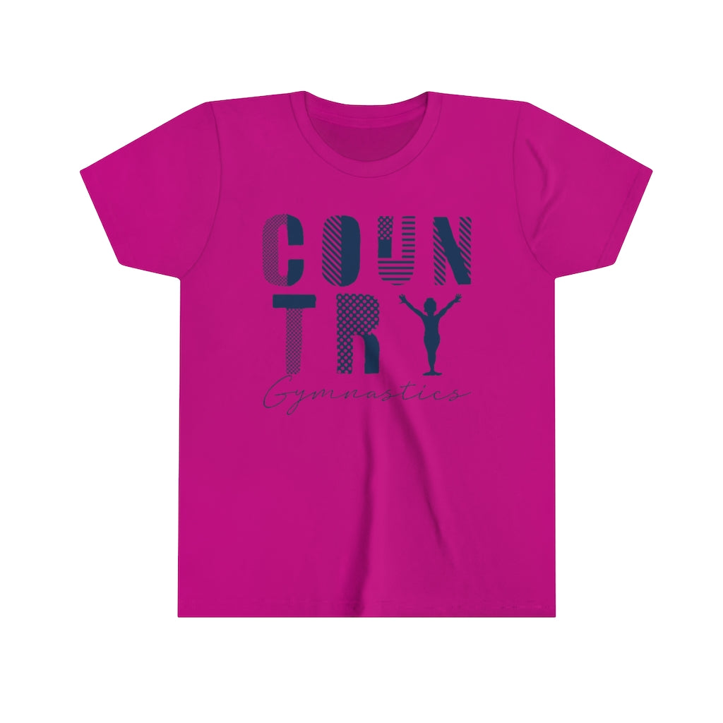 Country Gymnastics Youth Short Sleeve Tee with Back Design