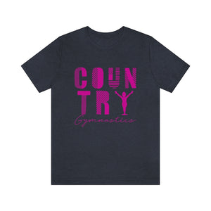 Country Gymnastics Adult Short Sleeve Tee in Berry or Heather Navy (back blank)
