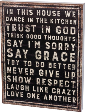In This House Box Sign