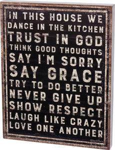 In This House Box Sign