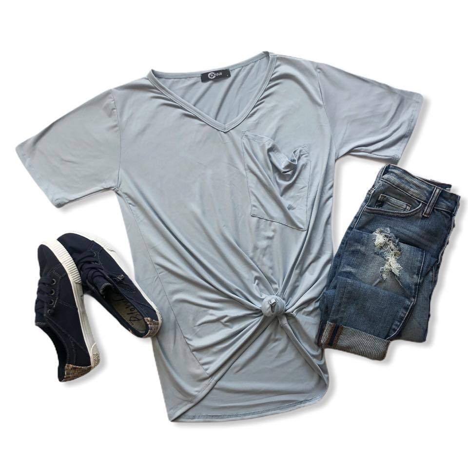 Slouchy Pocket Tee | Ice Blue