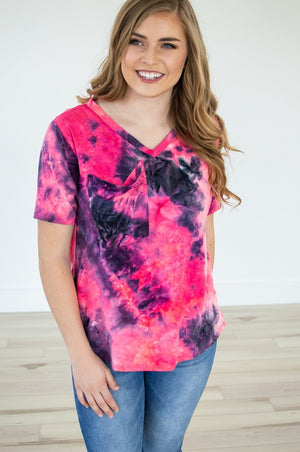 Slouchy Pocket Tee | Hot Pink Tie Dye