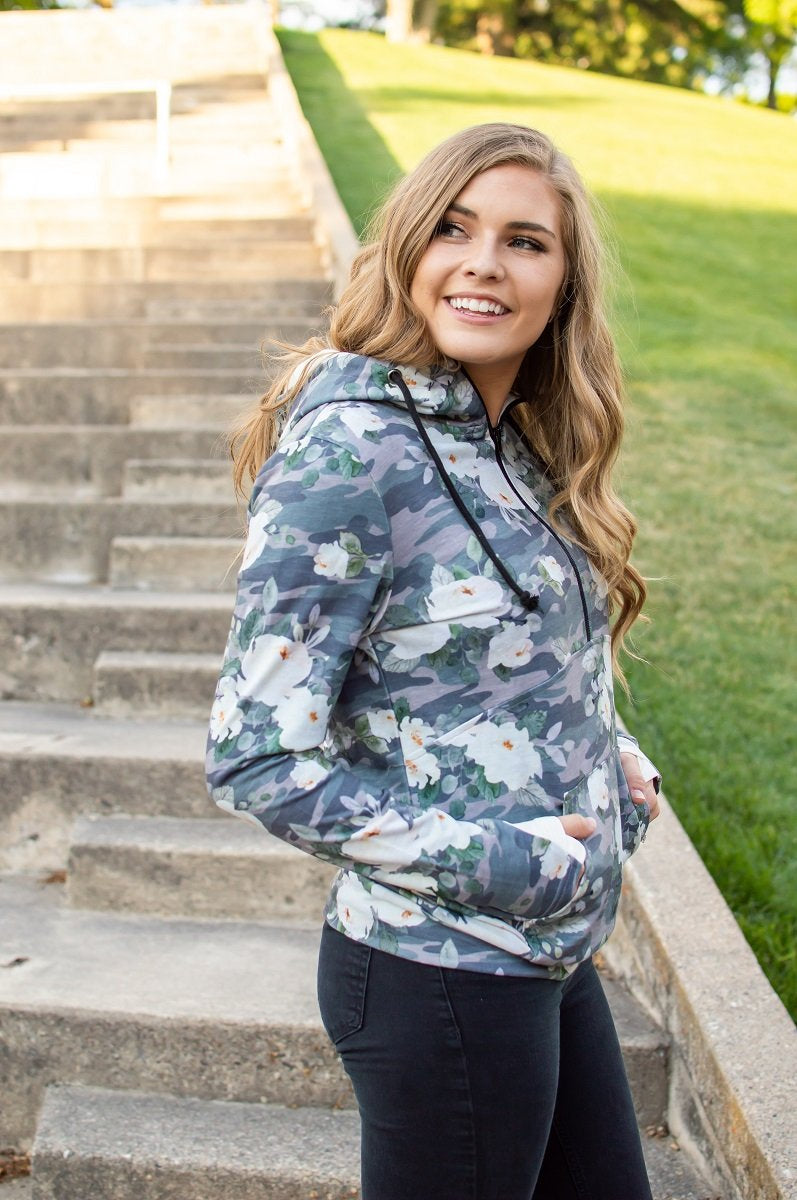 Flirty Camo Half Zip Hoodie Now Available in Kids!