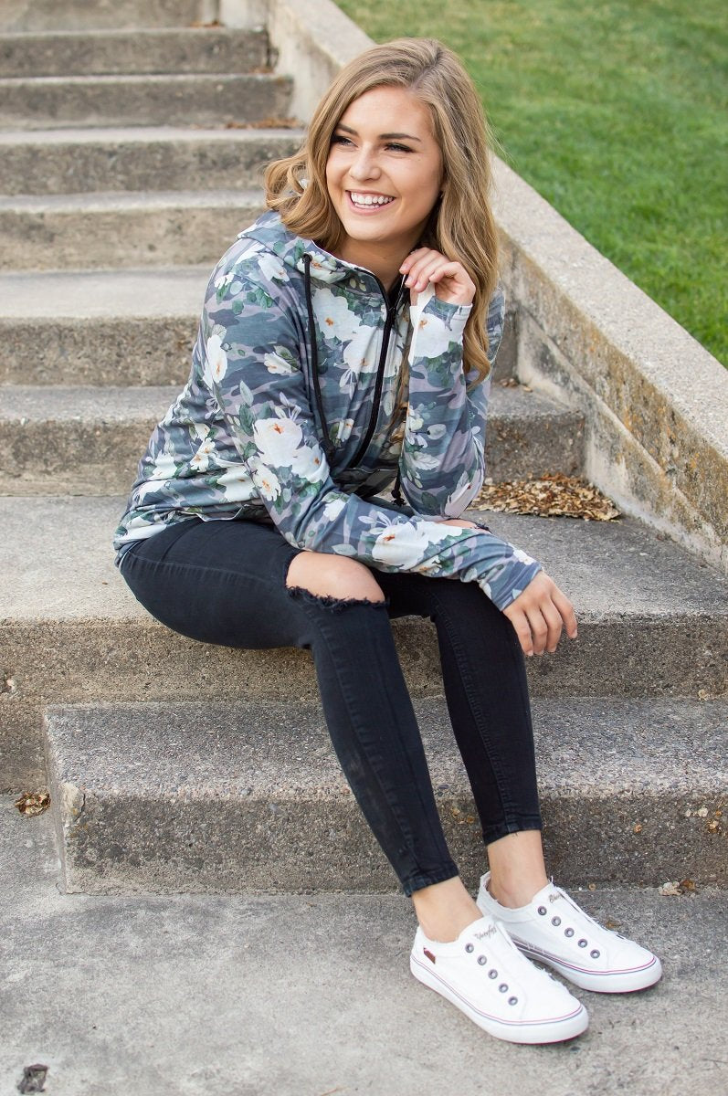 Flirty Camo Half Zip Hoodie Now Available in Kids!