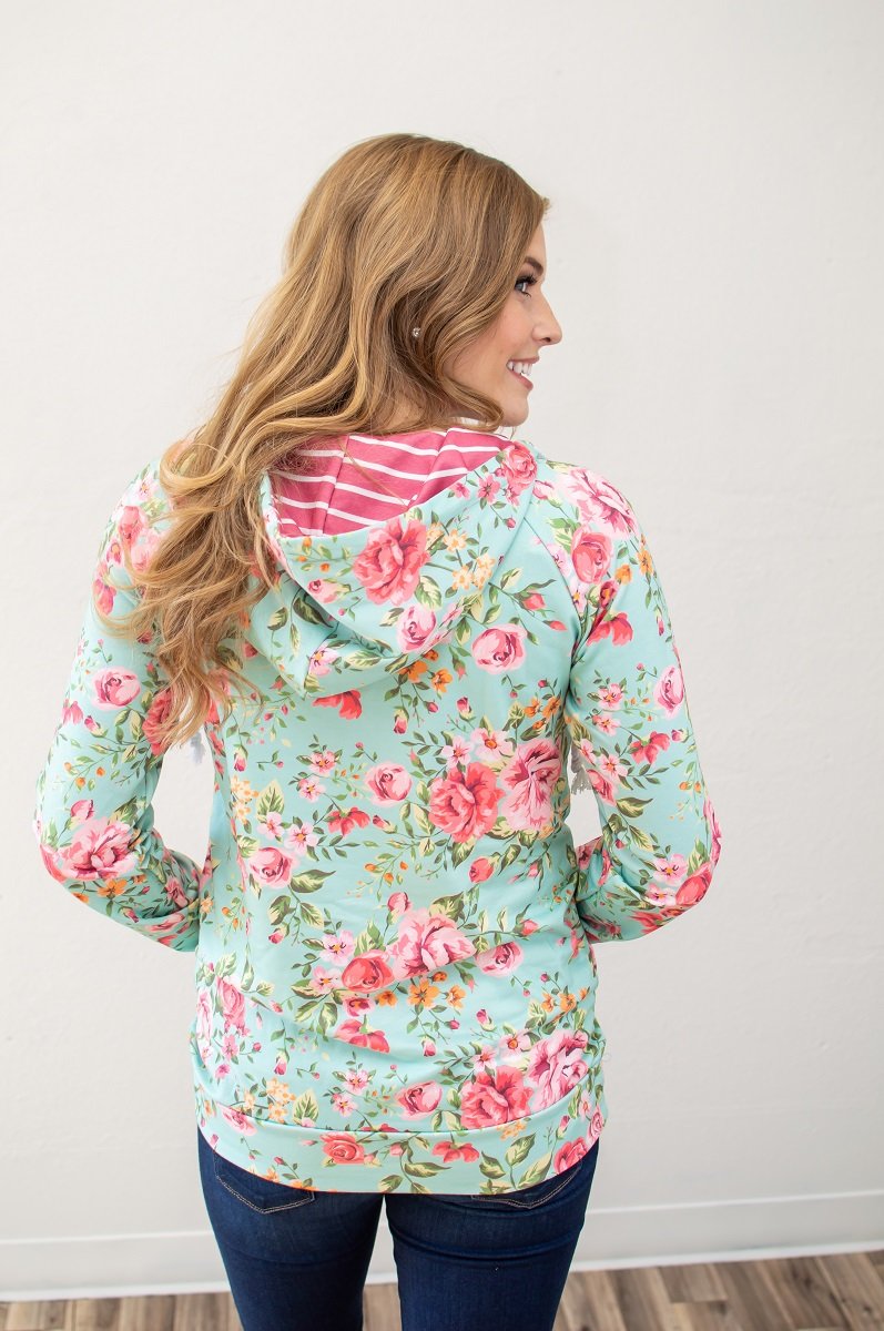 Bright Florals Half Zip Hoodie