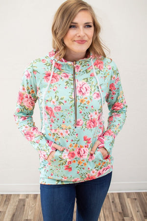 Bright Florals Half Zip Hoodie