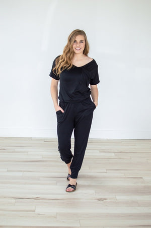 Black V-neck Jumper