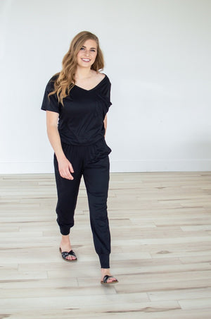 Black V-neck Jumper