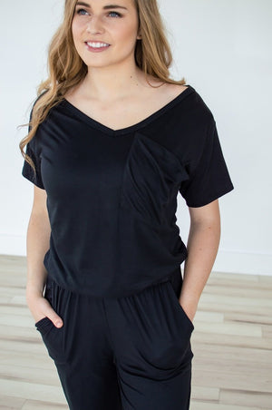 Black V-neck Jumper