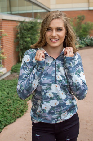 Flirty Camo Half Zip Hoodie Now Available in Kids!