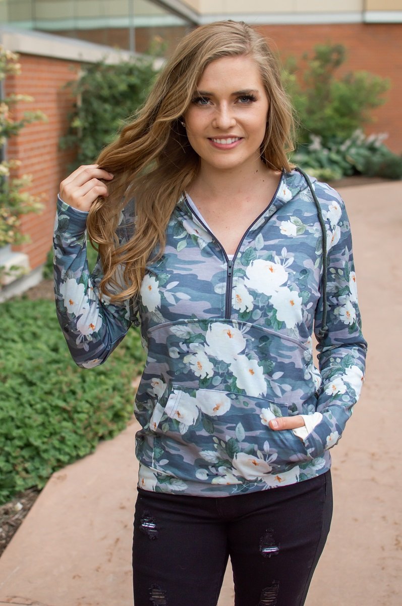 Flirty Camo Half Zip Hoodie Now Available in Kids!