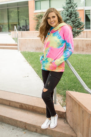 Brighter Days Tie Dye Womens Double Hooded Sweatshirt