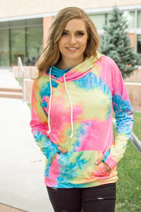 Brighter Days Tie Dye Womens Double Hooded Sweatshirt