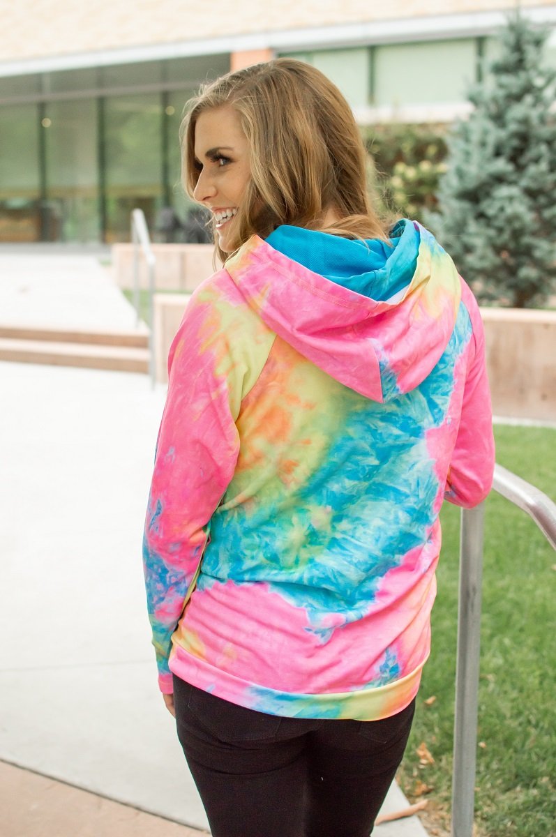 Brighter Days Tie Dye Womens Double Hooded Sweatshirt