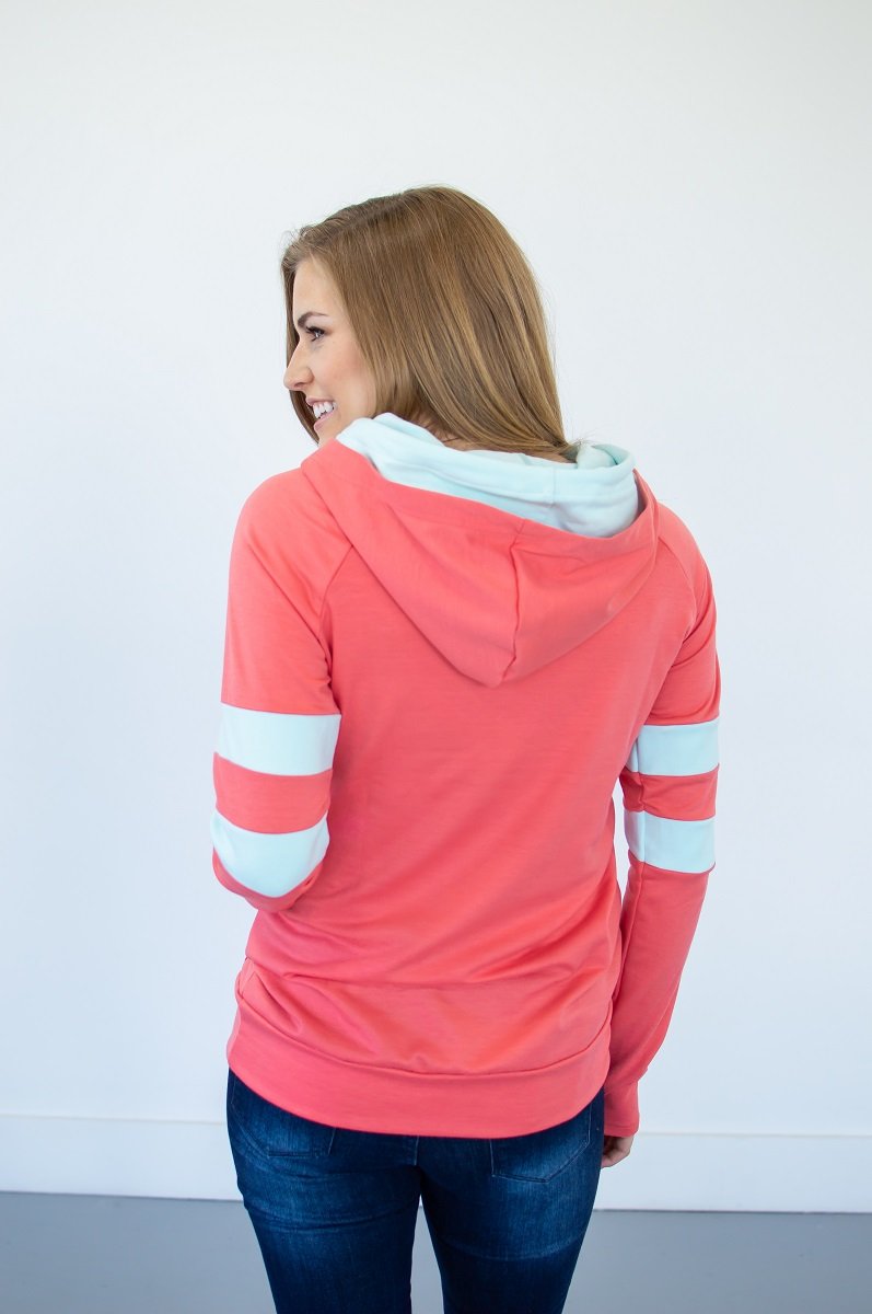 Coral and Mint Summer Varsity Hoodie