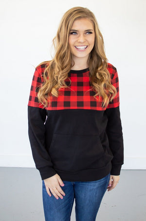 Buffalo Plaid Crew Neck | Nursing Option Available!