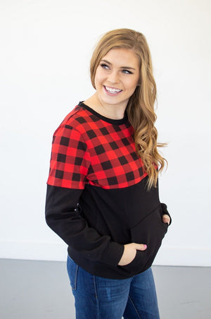 Buffalo Plaid Crew Neck | Nursing Option Available!