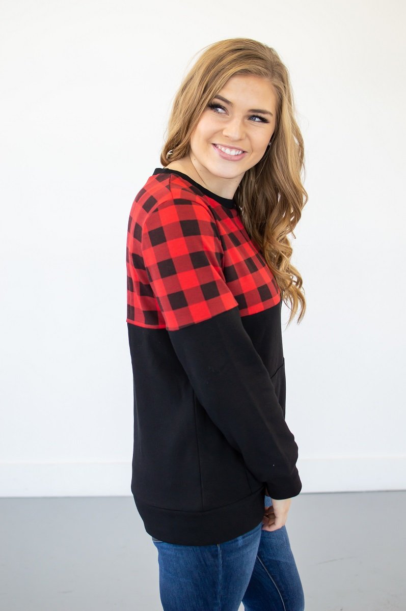 Buffalo Plaid Crew Neck | Nursing Option Available!