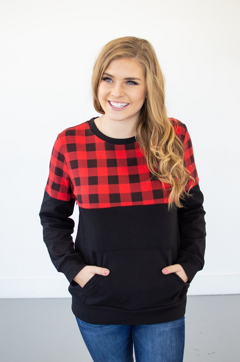 Buffalo Plaid Crew Neck | Nursing Option Available!