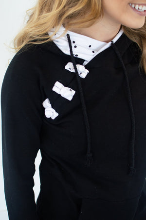 Black Polka Dot Accent Hoodie