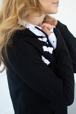 Black Polka Dot Accent Hoodie