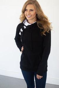 Black Polka Dot Accent Hoodie