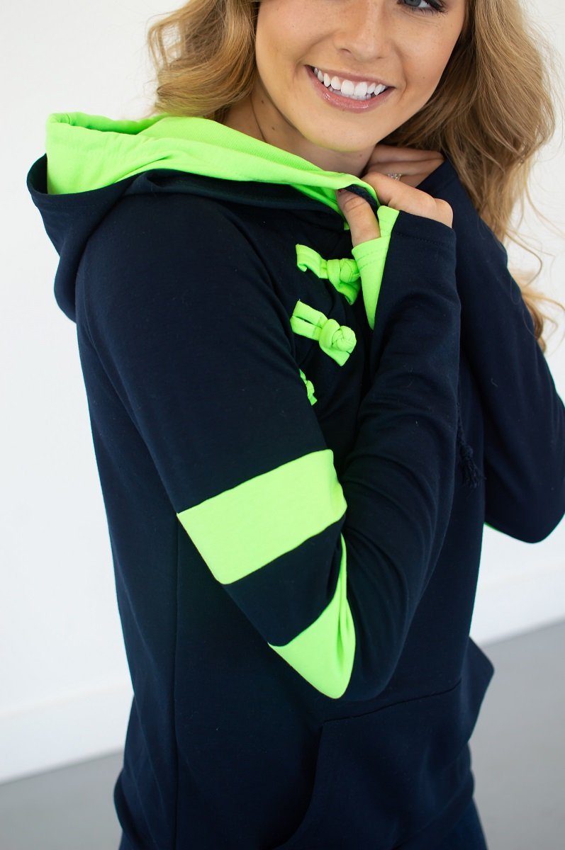 Navy/Lime Varsity Hoodie