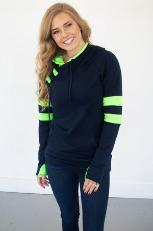Navy/Lime Varsity Hoodie