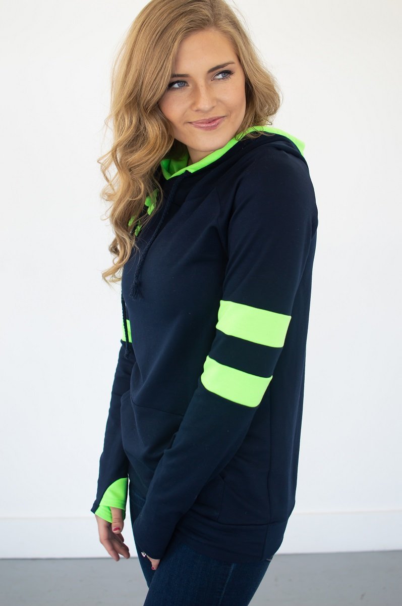 Navy/Lime Varsity Hoodie