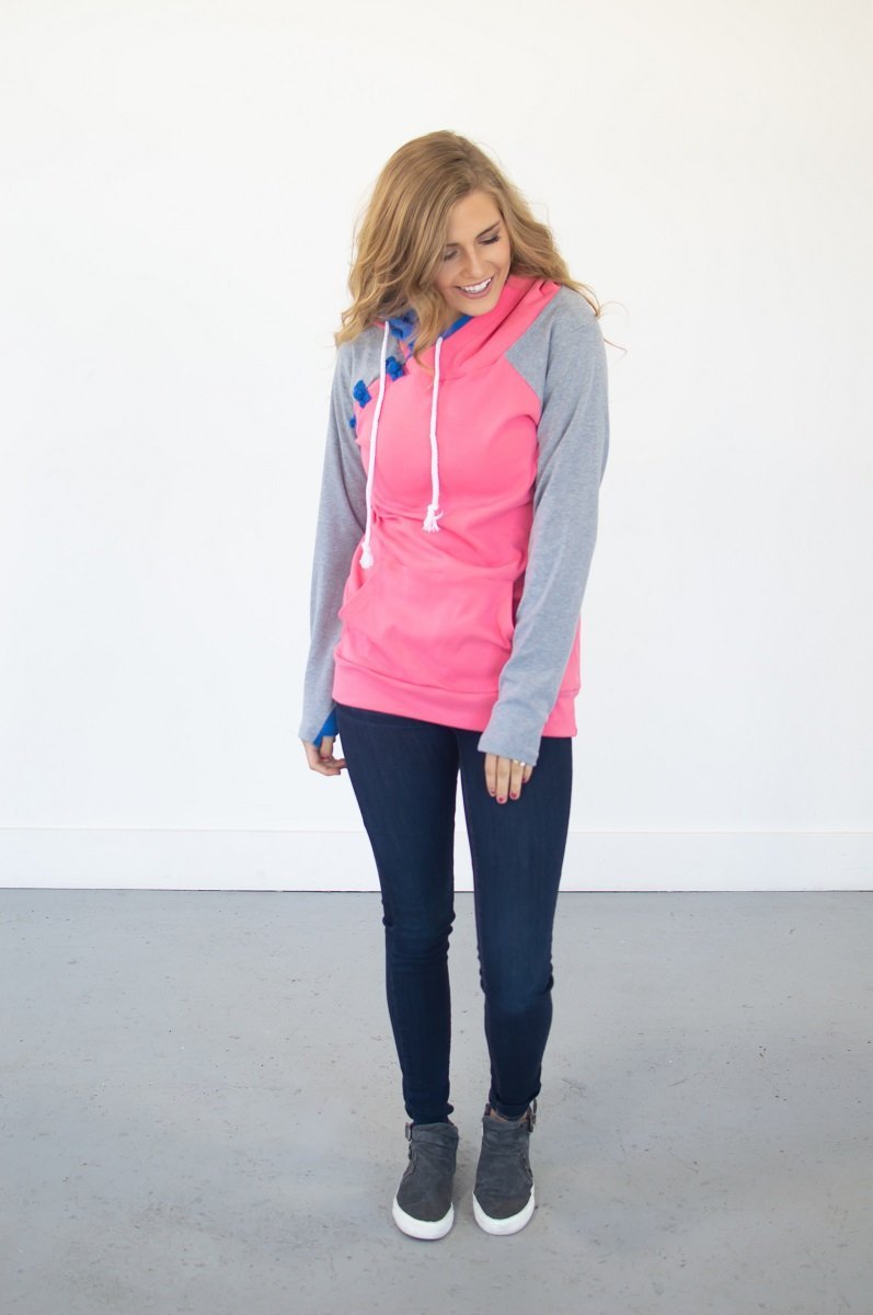 Passion Pink Color Block Hoodie