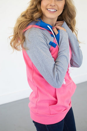 Passion Pink Color Block Hoodie