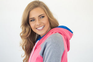 Passion Pink Color Block Hoodie