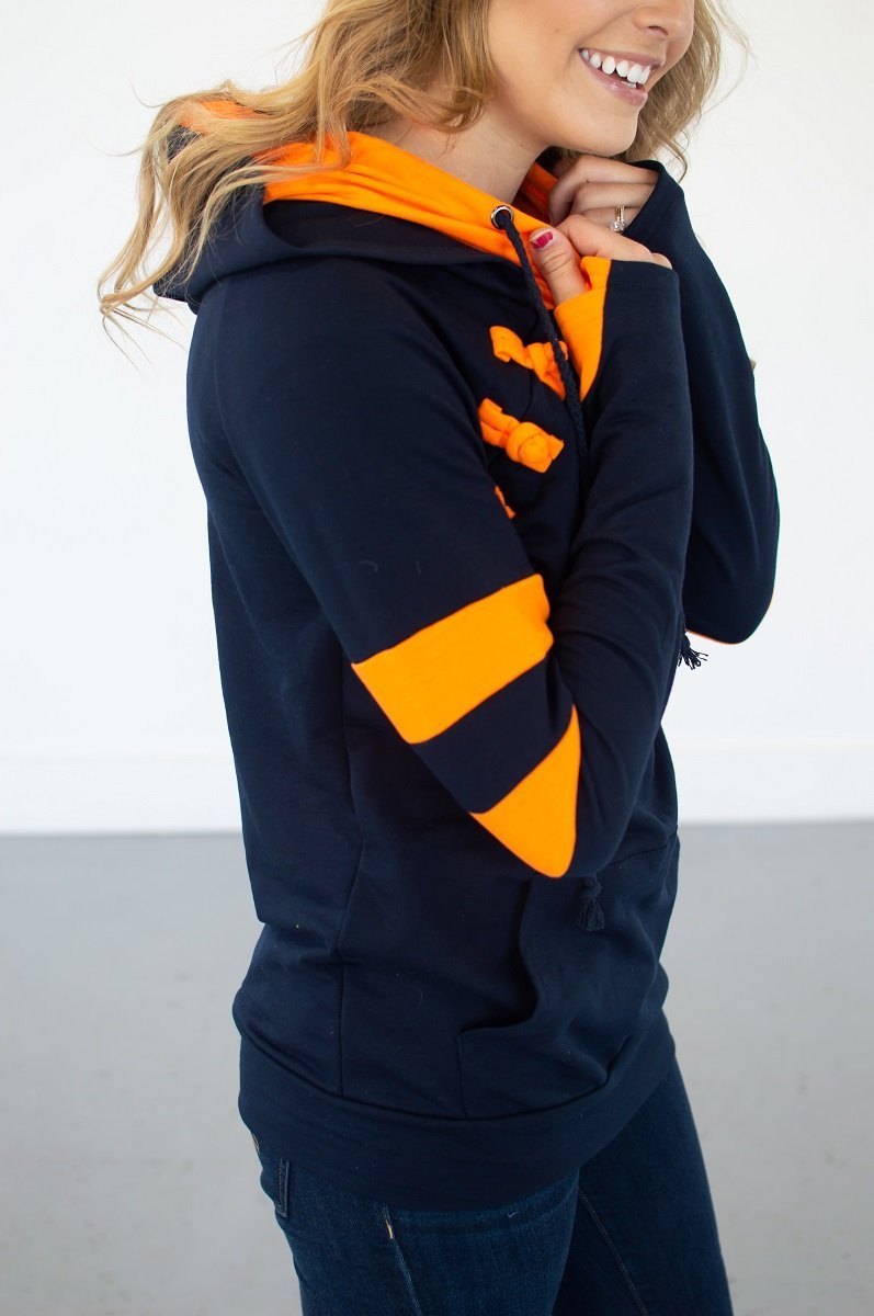 Navy/Orange Varsity Hoodie