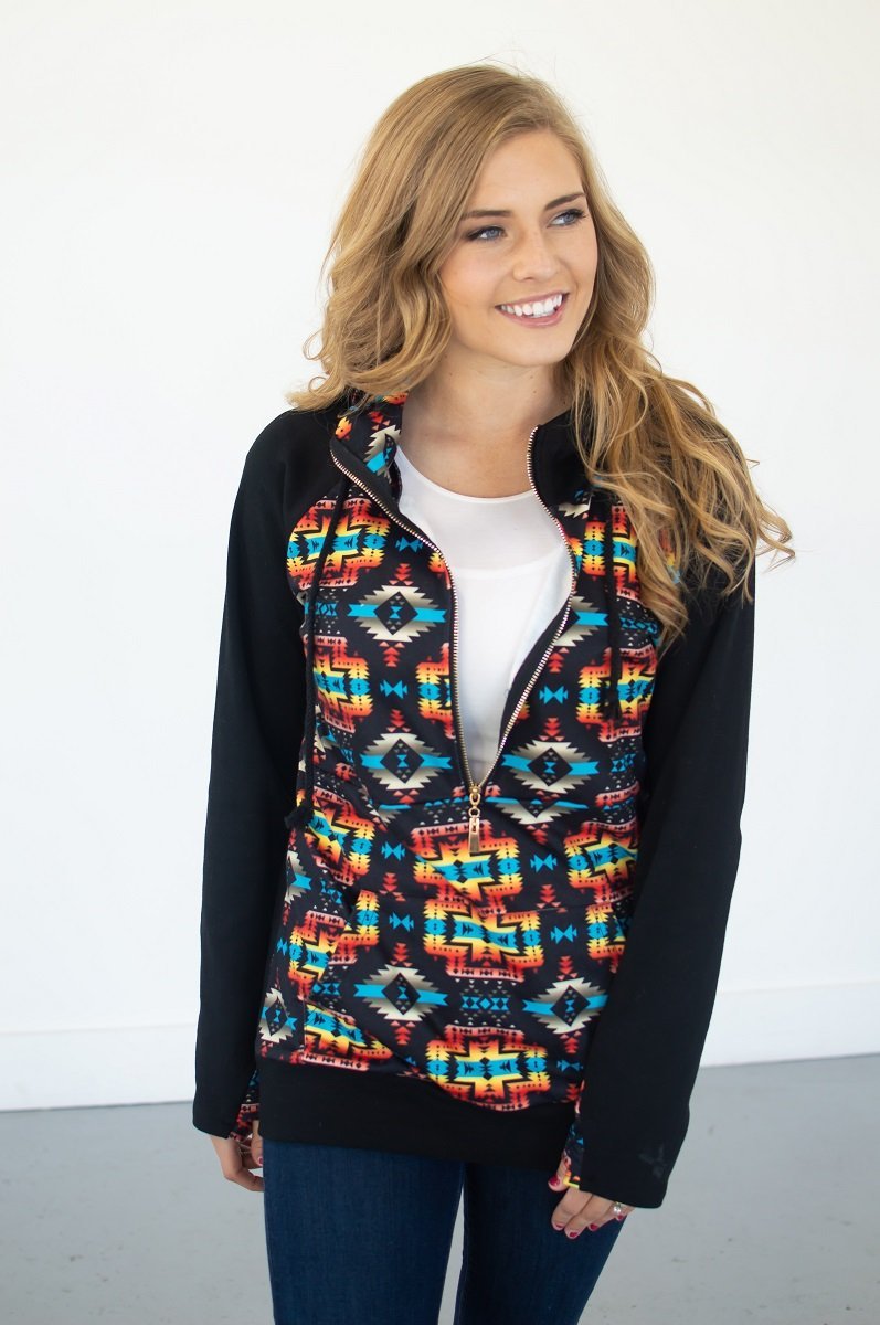 Aztec Half Zip Hoodie