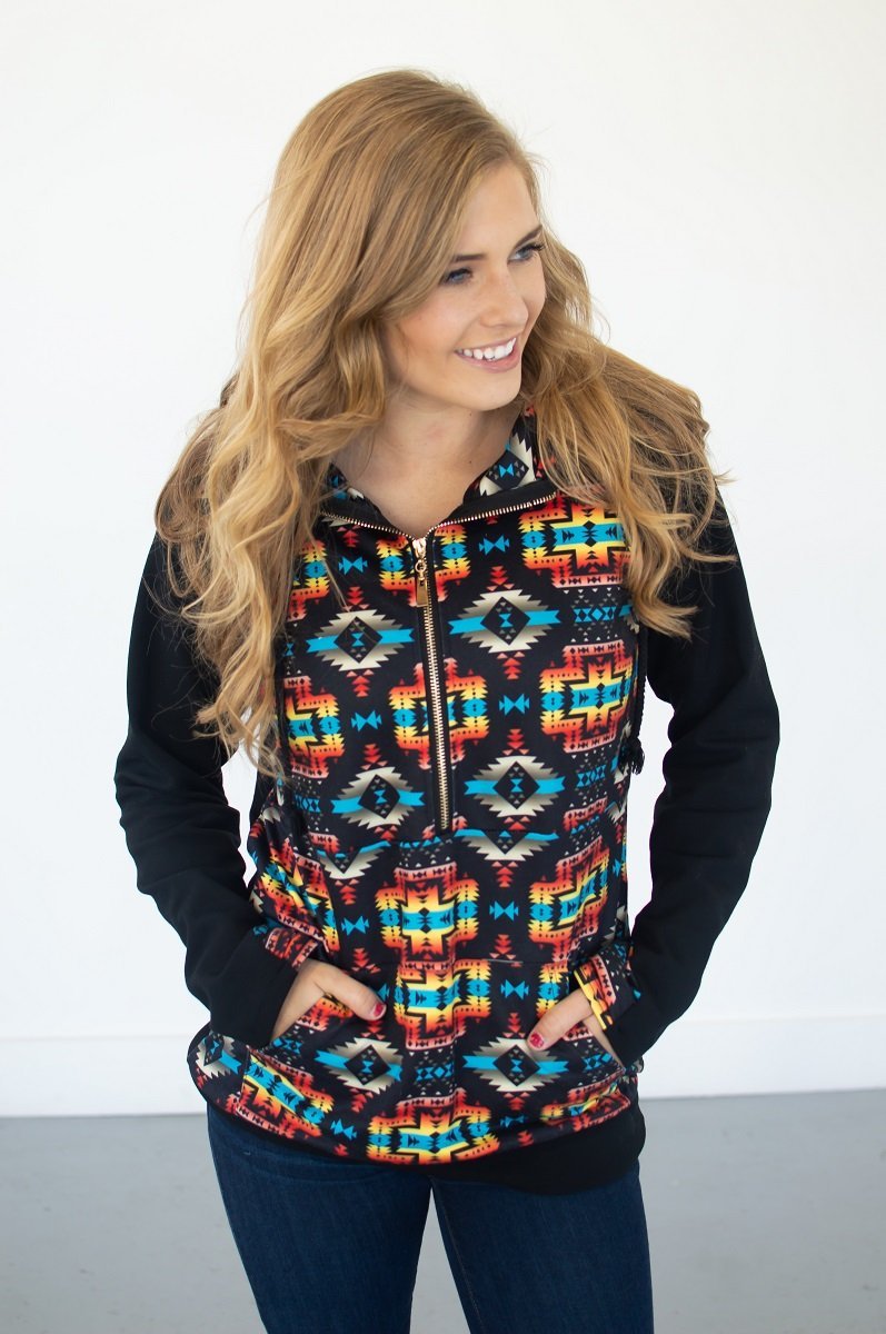 Aztec Half Zip Hoodie