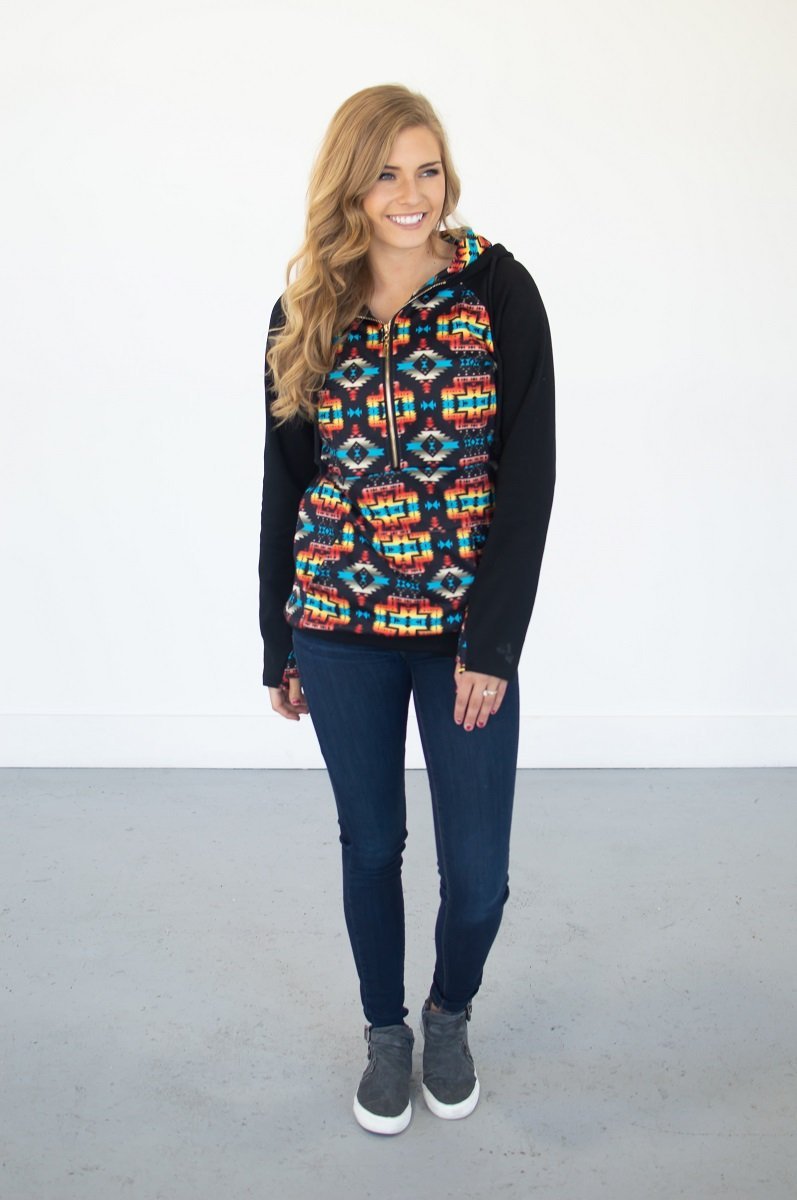 Aztec Half Zip Hoodie