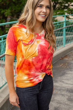 Sunrise Tie Dye Slouchy Pocket Tee