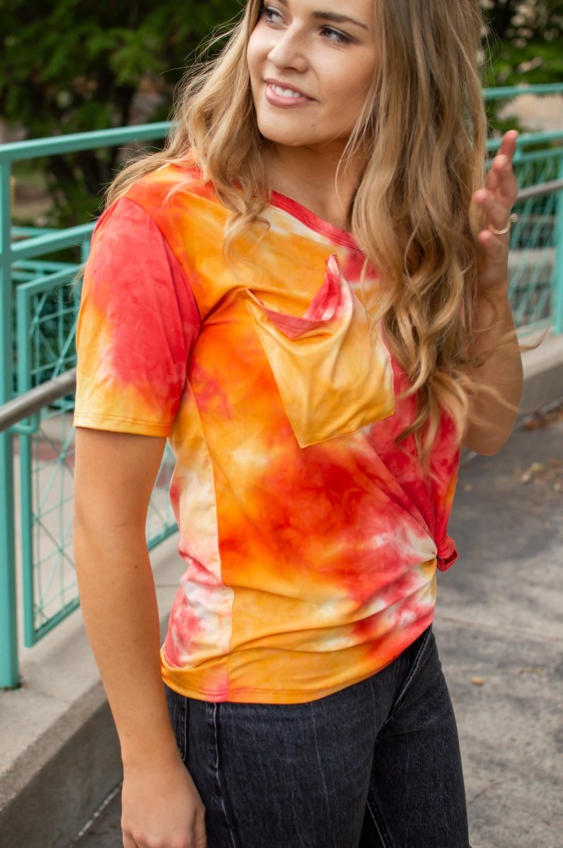 Sunrise Tie Dye Slouchy Pocket Tee