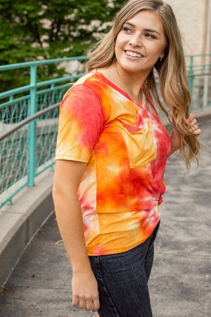 Sunrise Tie Dye Slouchy Pocket Tee