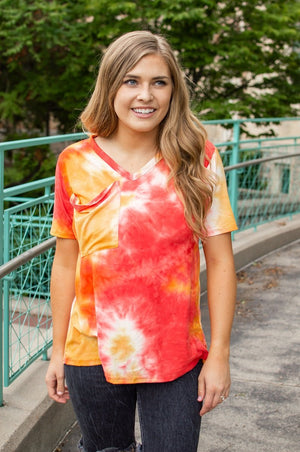 Sunrise Tie Dye Slouchy Pocket Tee