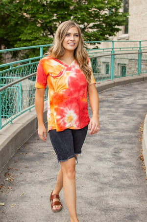 Sunrise Tie Dye Slouchy Pocket Tee