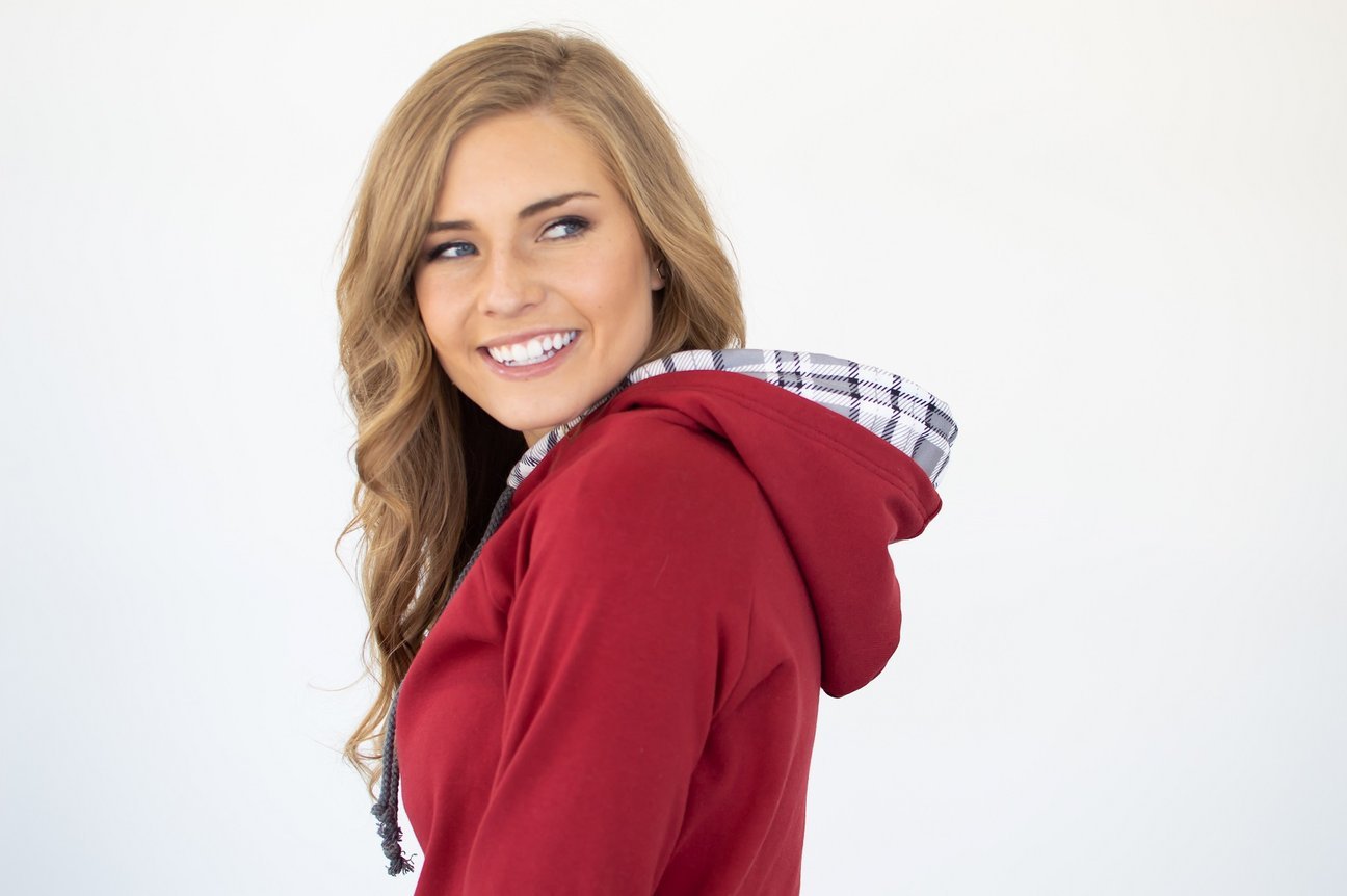 Cranberry Plaid Hoodie