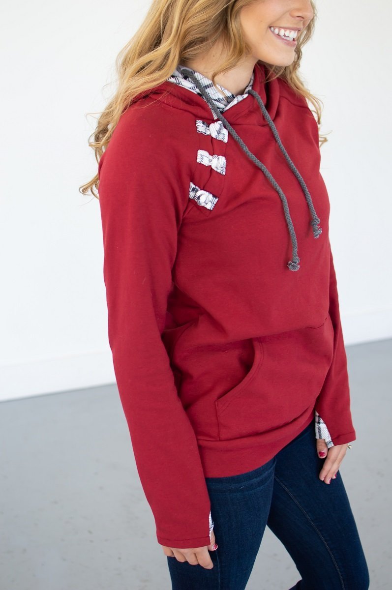 Cranberry Plaid Hoodie