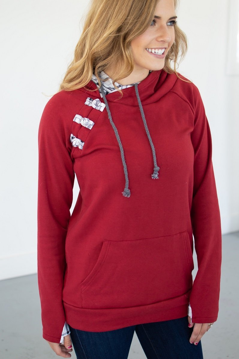 Cranberry Plaid Hoodie