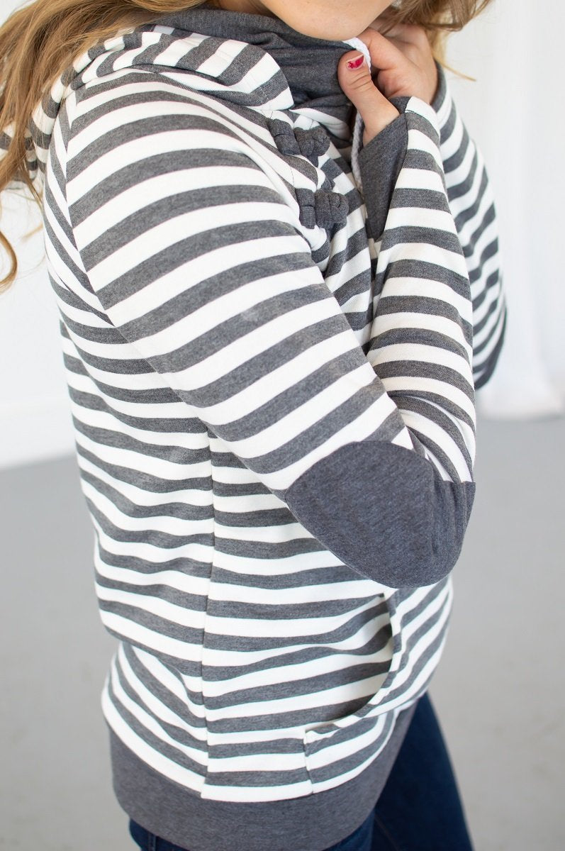 Charcoal Striped Hoodie