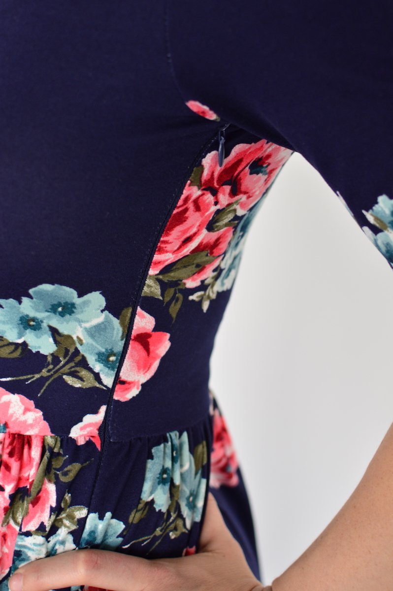 Navy Floral Maxi with Nursing Option