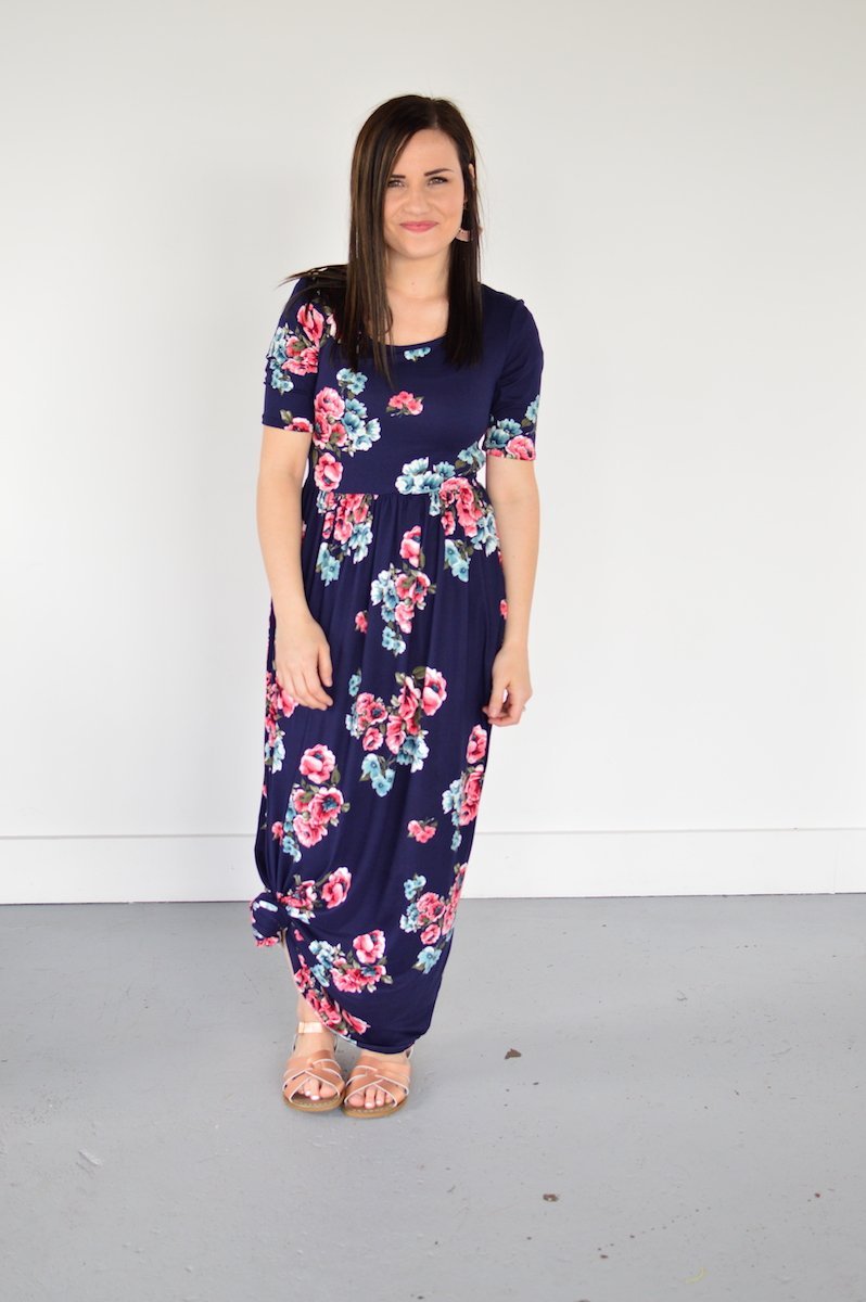 Navy Floral Maxi with Nursing Option