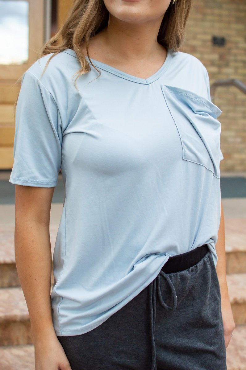 Slouchy Pocket Tee | Ice Blue