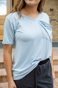 Slouchy Pocket Tee | Ice Blue